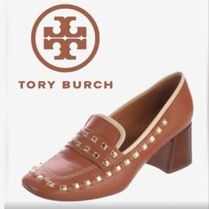 Tory Burch Studded Heel Loafer In Ambra / Dulce De Leche ***worn twice
